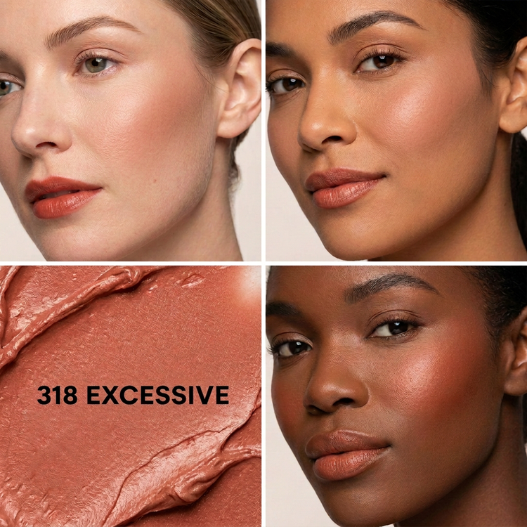 Excessive with softer blush on the light and medium models