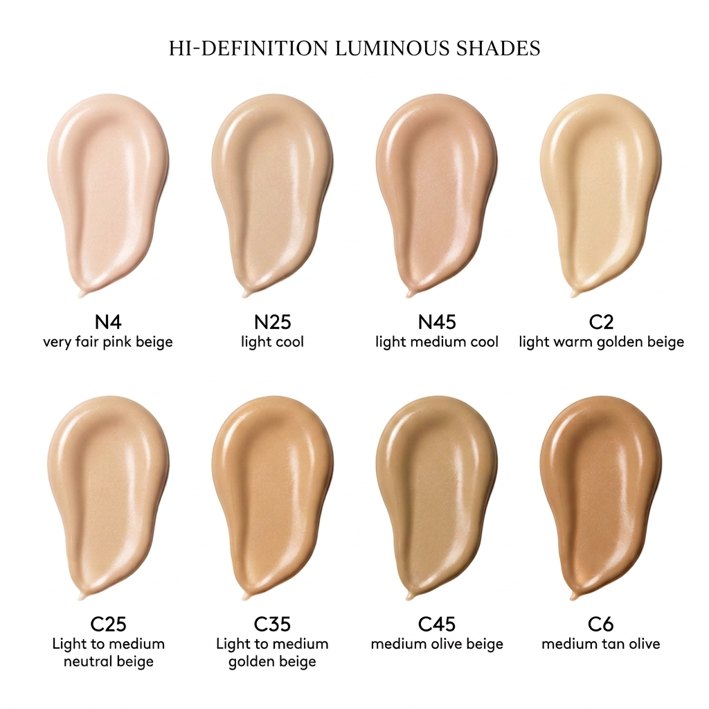 Hi-Definition Luminous shade chart: N4, N25, N45, C2, C25, C35, C45, C6