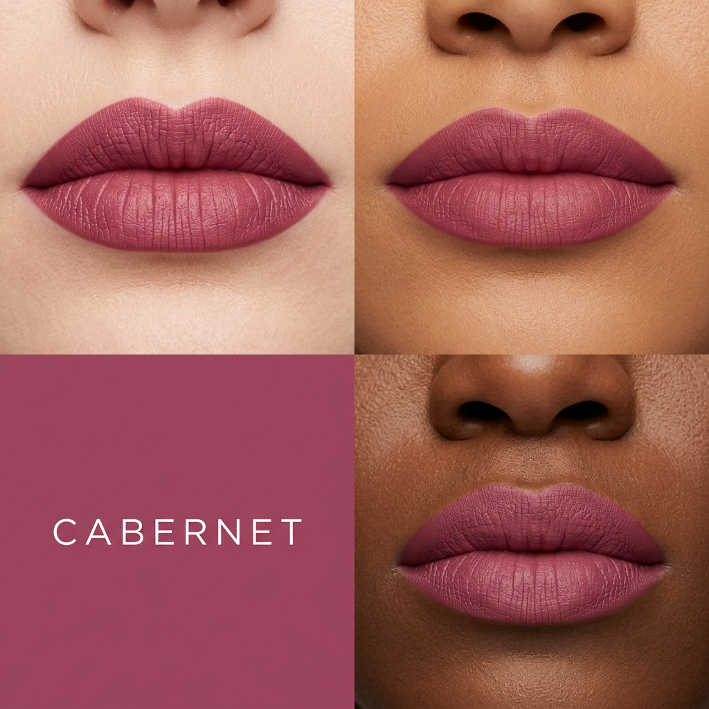 Cabernet lip liner on three skin tones