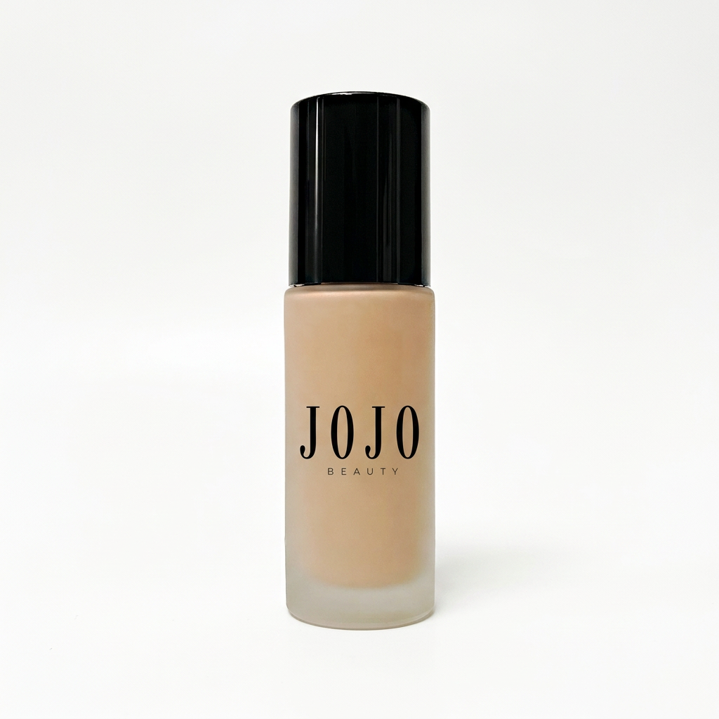 JoJo Beauty Cashmere Soft Matte foundation with black JOJO BEAUTY logo
