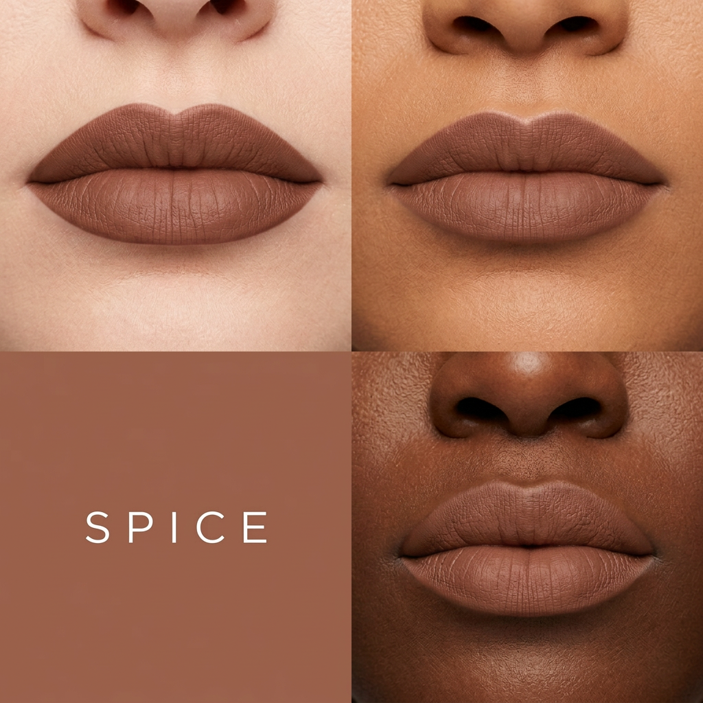 Spice lip liner on three skin tones